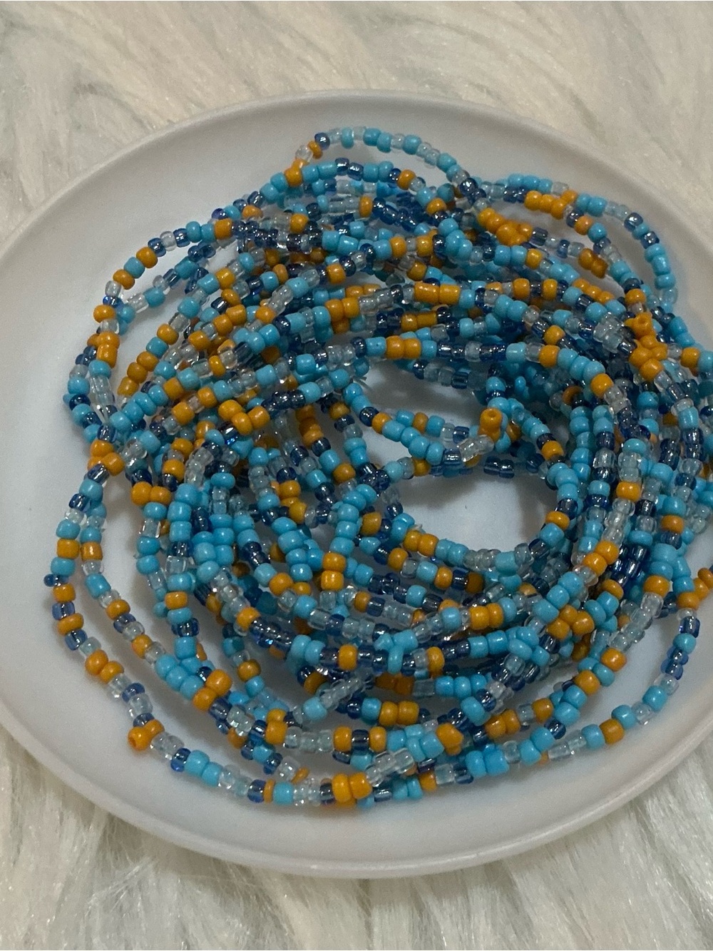 20 blue/orange seed bead bracelet bundle